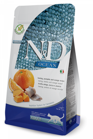 FARMINA N&D NATURAL & DELICIOUS Cat Grain Free Ocean Herring, Pumpkin & Orange 1,5kg